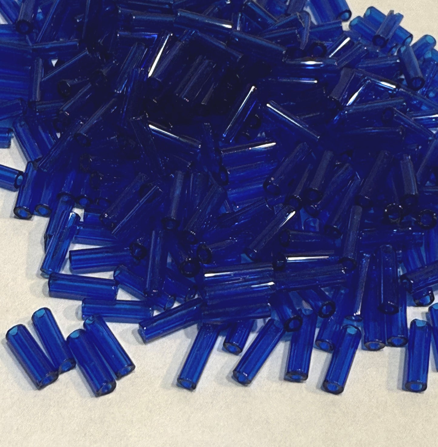 Preciosa #3 - 6-7 mm 30080 Transparent Sapphire Blue Glass Bugle Beads - 5 gm