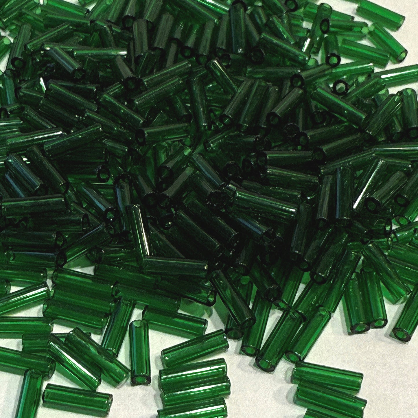 Preciosa #3 - 6-7 mm 50060 Transparent Medium Green Glass Bugle Beads - 5 gm