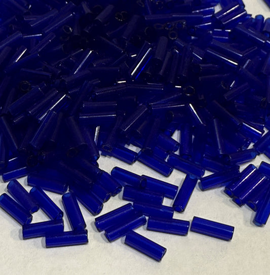 Preciosa #3 - 6-7 mm 30100 Transparent Blue Glass Bugle Beads - 5 gm