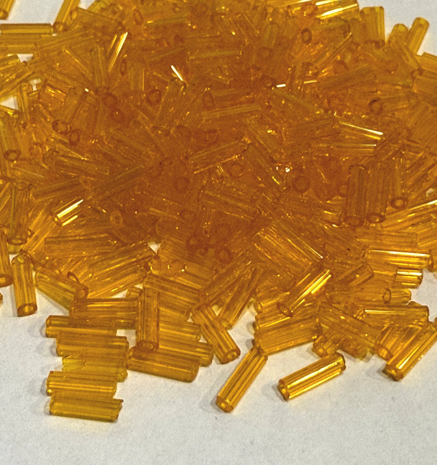 Preciosa #3 - 6-7 mm 81060 Transparent Light Orange Glass Bugle Beads - 5 gm