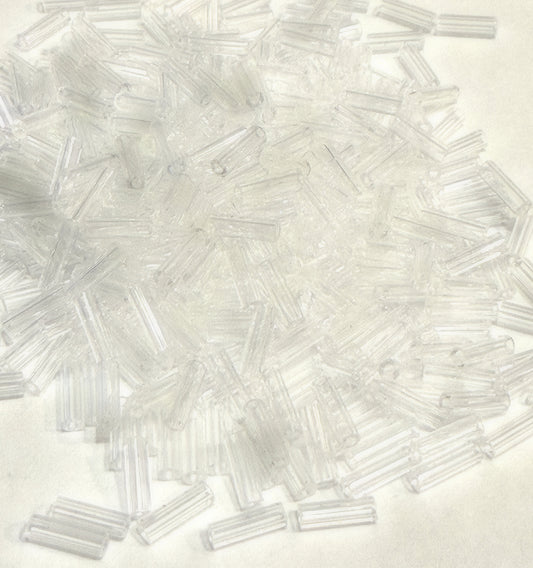 Preciosa #3 - 6-7 mm 00050 Transparent Clear Glass Bugle Beads - 5 or 10 gm