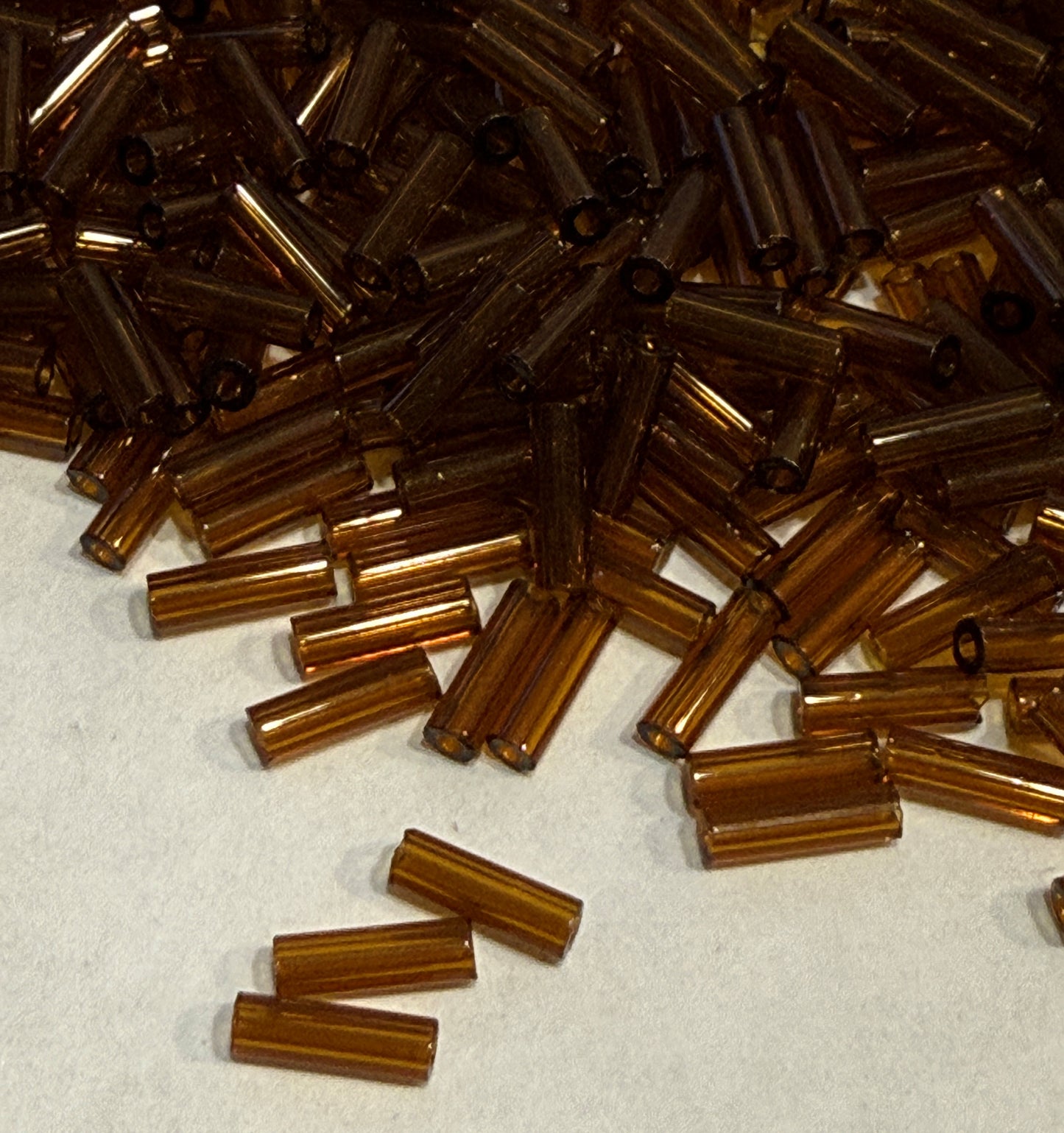 Dyna-Mites #3 - 6-7 mm Transparent Root Beer 2024SB Glass Bugle Beads - 5 or 10 gm