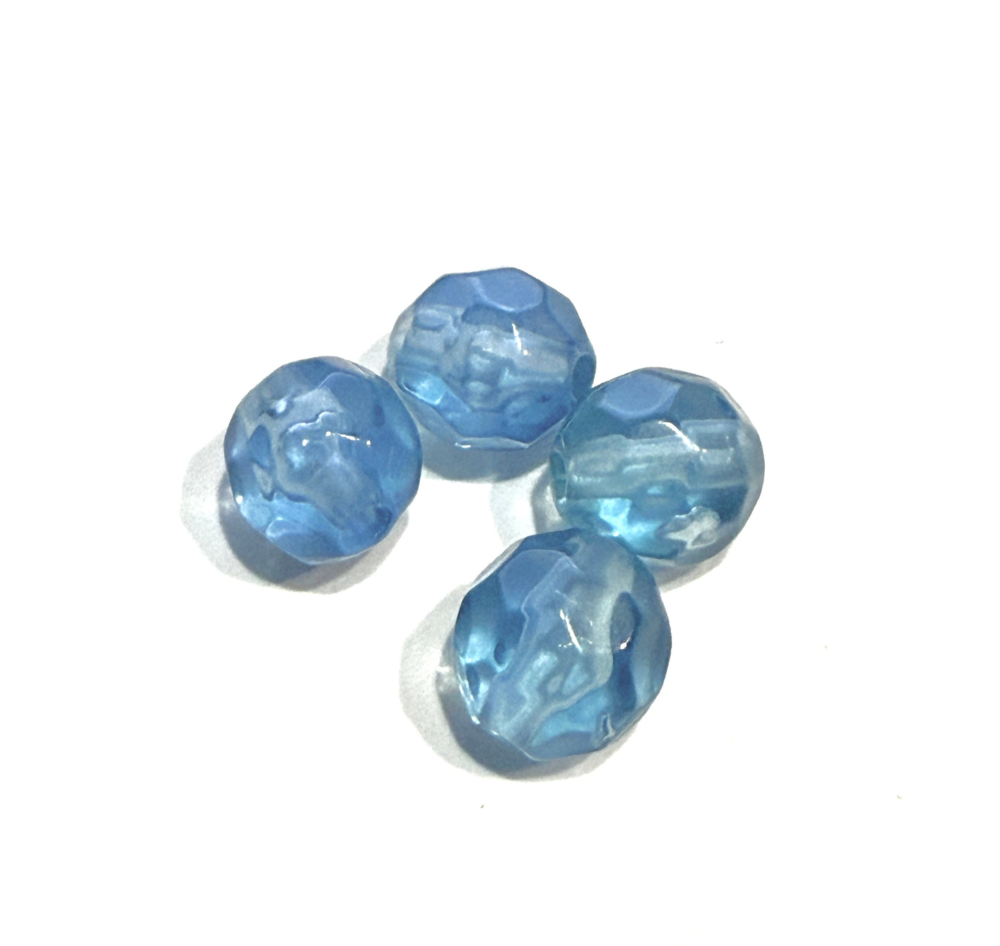 8 mm Transparent Blue Faceted Acrylic Round Beads - 4 Beads