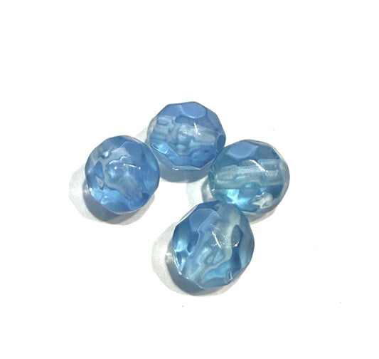 8 mm Transparent Blue Faceted Acrylic Round Beads - 4 Beads