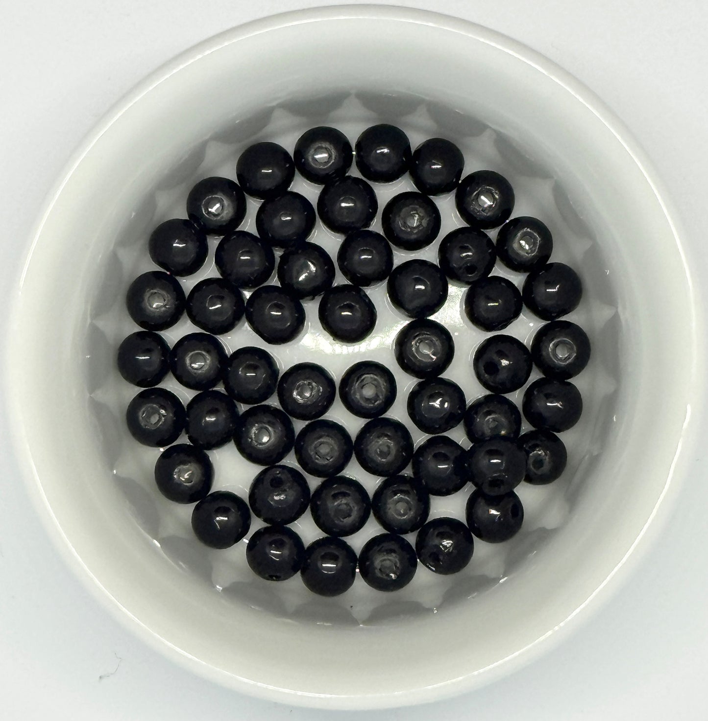 Black Coated IRREGULAR Round Glass Beads, 5 mm - 90 Beads