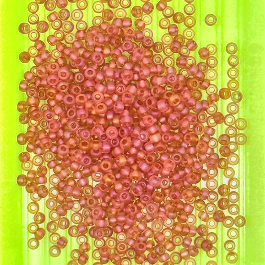 Preciosa 11/0 07122M Czech Deep Rose Transparent Matte Iris Seed Beads, 5 or 10 gm