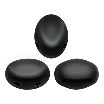 Samos® Par Puca® 5 x 7 mm  23980 Jet Black 2-Hole Czech Glass Beads  - 25 Beads