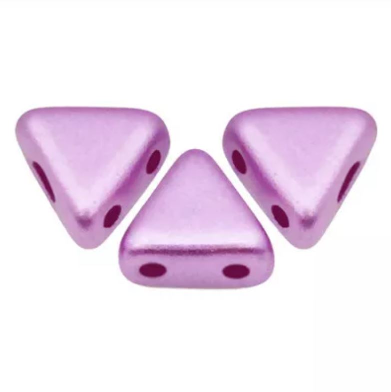 Kheops® par Puca® 02010-25011 Lilas clair pastel/rose Perles en verre triangulaires 2 trous 6 mm - 30 perles