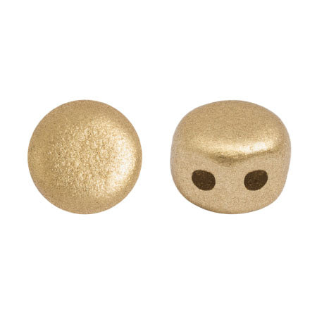 Kalos® par Puca® 00030-01710  Light Gold Matte 4 x 3 mm 2-Hole Drum Czech Glass Beads - 50 Beads