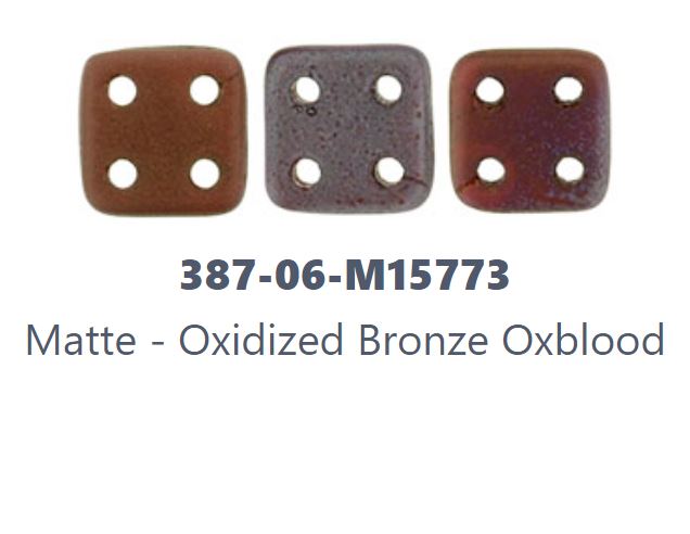 Czechmates QuadraTile M15773 oxidovaný bronz Oxblood 6 mm čtvercové korálky - 20 korálků