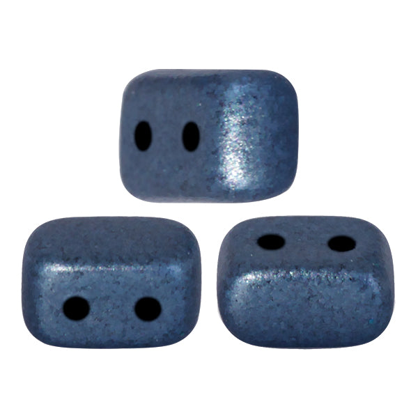 Ios® par Puca®  23980-79032 Metallic Matte Dark Blue 2.5 x 5 mm 2-Hole Brick Czech Glass Beads - 40 Beads