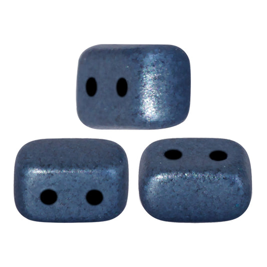 Ios® par Puca®  23980-79032 Metallic Matte Dark Blue 2.5 x 5 mm 2-Hole Brick Czech Glass Beads - 5 Grams