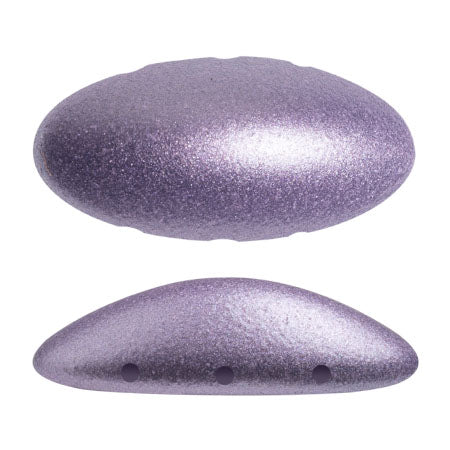 "New Athos®" par Puca®   23980-79021  Metallic Matte Purple Oblong Flatback 3-Hole Czech Bead, 10 x 20 mm - 1 Bead