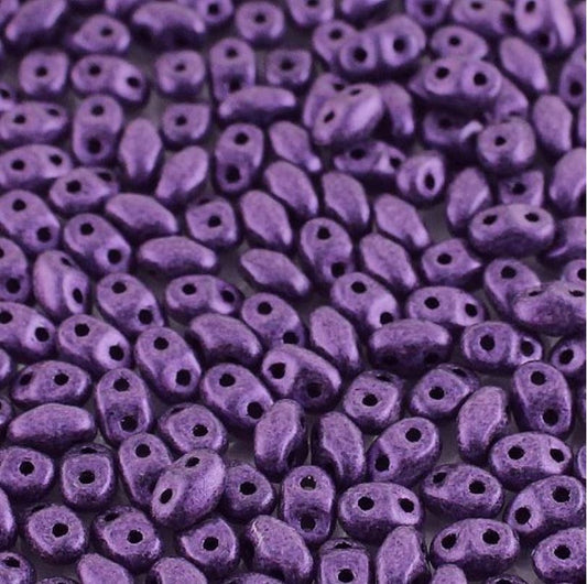 Mini Twin / MiniDuos  2 x 4 mm 23980-79021 Metallic Suede Purple Beads - 5 Grams