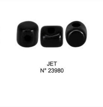 Minos Par Puca 23980  Jet Black 2.8 x 3 mm Czech Glass Beads - 5 Grams