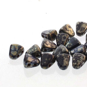 Matubo Nib-Bit  33400-43400  Navy Blue Picasso Czech Glass Beads - 40 Beads