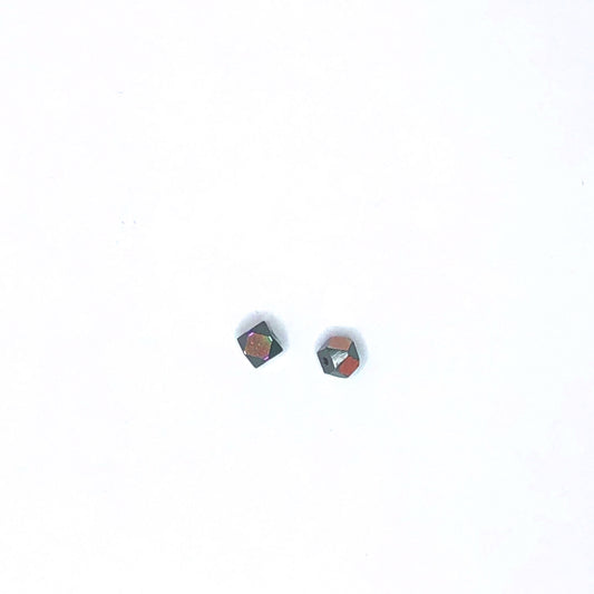 Jet Black AB Cornerless Cube Glass Beads, 4 mm - 2 Beads