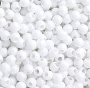 Opaque White Round Large Hole Plastic Beads, 4 mm - Approx. 195 Beads