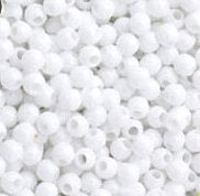 Perles rondes blanches opaques en plastique à grand trou, 4 mm - Env. 195 perles