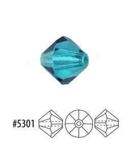 Swarovski 5301 Indicolite Faceted Crystal Bicone Beads, 4 mm, 13 Beads