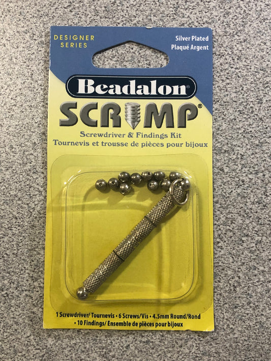 Beadalon Designer Scrimp Screwdriver and Findings Kit, Silver Plated - 4.5 mm Round