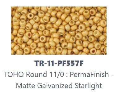 TOHO TR-11-PF557F  11/0 Permafinish Matte Galvanized Starlight Gold Seed Beads - 5 or 10 gm