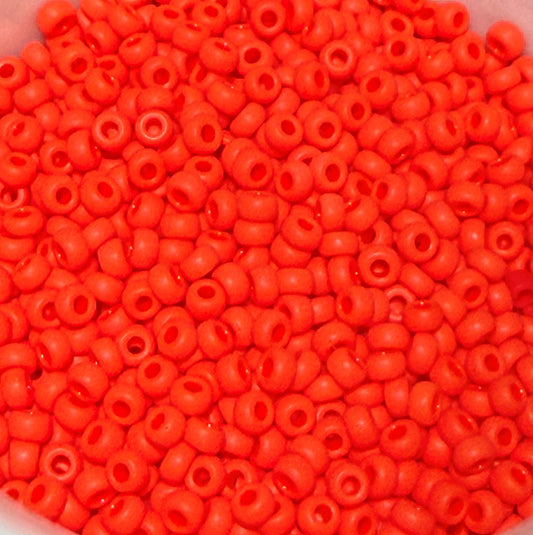 Miyuki 11-407F   11/0 Matte Opaque Vermillion Red Seed Beads - 5 gm  DISCONTINUED BEAD