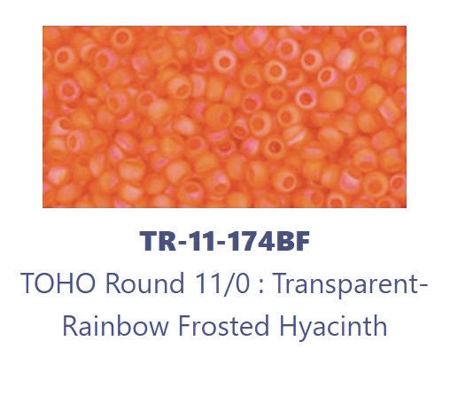 TOHO TR-11-174BF  11/0 Transparent Rainbow Frosted Hyacinth Orange Seed Beads - 5 gm