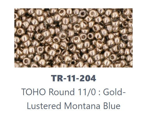 TOHO TR-11-204  11/0  Gold Lustered Montana Blue Seed Beads - 5 or 10 gm