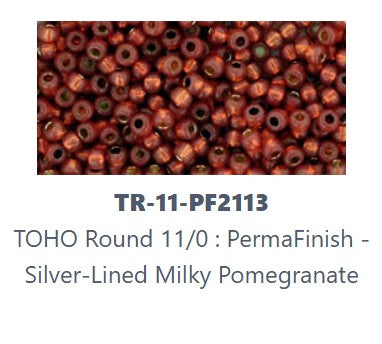 TOHO TR-11-PF2113  11/0 PermaFinish Silver Lined Milky Pomegranate Seed Beads - 5 or 10 gm