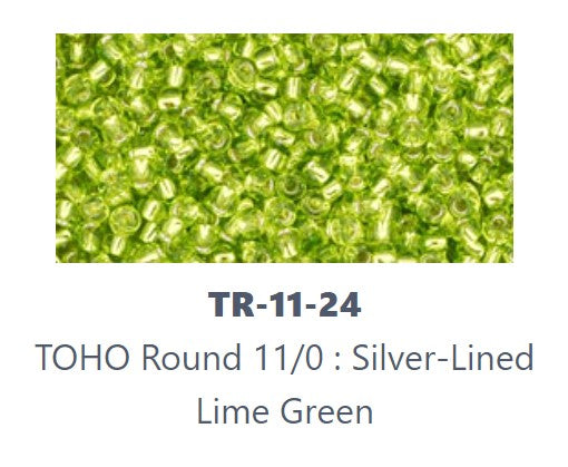 TOHO TR-11-24  11/0 Silver Lined Lime Green Seed Beads - 5 gm