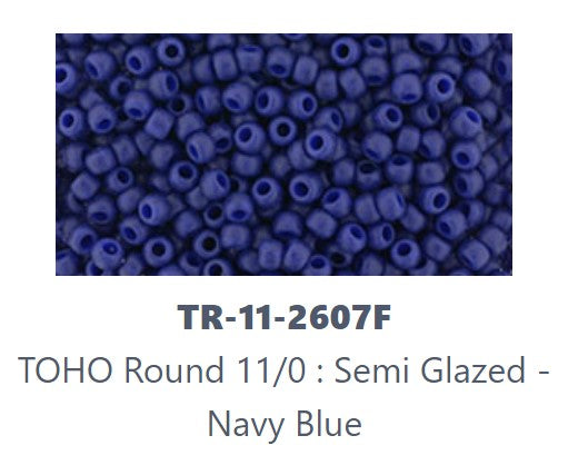 TOHO TR-11-2607F  11/0 Semi-Glazed Opaque Navy Blue Seed Beads, 5 or 10 gm