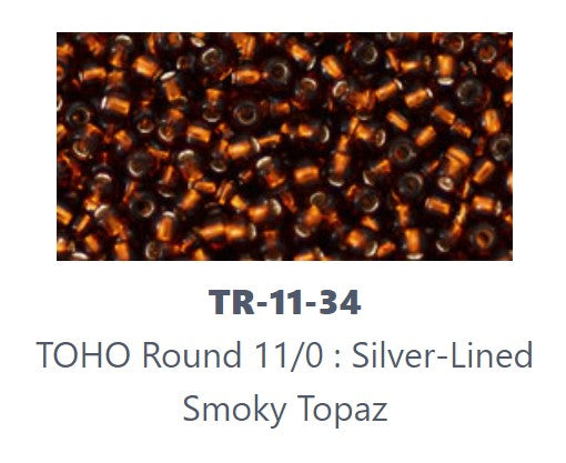 TOHO TR-11-34   11/0 Silver Lined Smoky Topaz Seed Beads - 5 or 10 gm