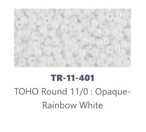 TOHO TR-11-401  11/0 Opaque White Rainbow Seed Beads - 5 or 10 gm