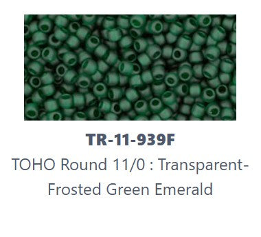 TOHO TR-11-939F  11/0 Transparent Frosted Green Emerald Seed Beads, 5 gm