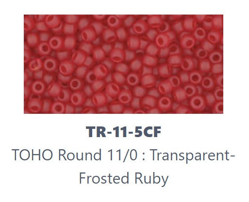 TOHO TR-11-5CF  11/0 Transparent Frosted Ruby Red Seed Beads, 5 gm