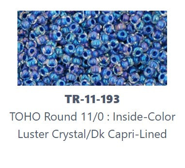 TOHO TR-11-193  11/0 Dark Capri Lined Crystal Luster Seed Beads - 5 gm