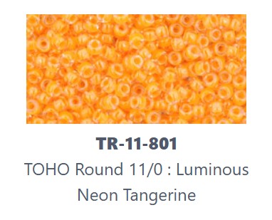 TOHO TR-11-801  11/0 Luminous Neon Tangerine Lined Crystal Seed Beads - 5 gm