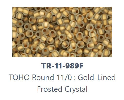 TOHO TR-11-989F  11/0 Gold Lined Frosted Crystal Seed Beads - 5 or 10 gm