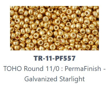 TOHO TR-11-PF557  11/0 Permafinish Galvanized Starlight Gold Seed Beads - 5 or 10 gm