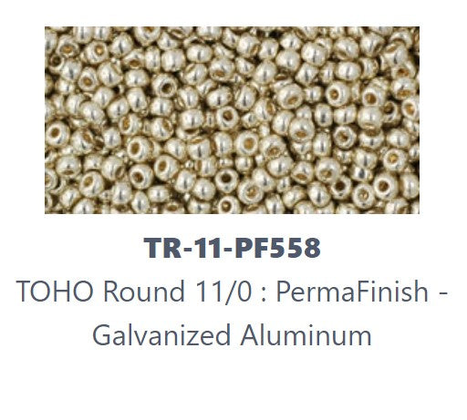 TOHO TR-11-PF558  11/0 Permafinish Galvanized Aluminum Seed Beads - 5 or 10 gm