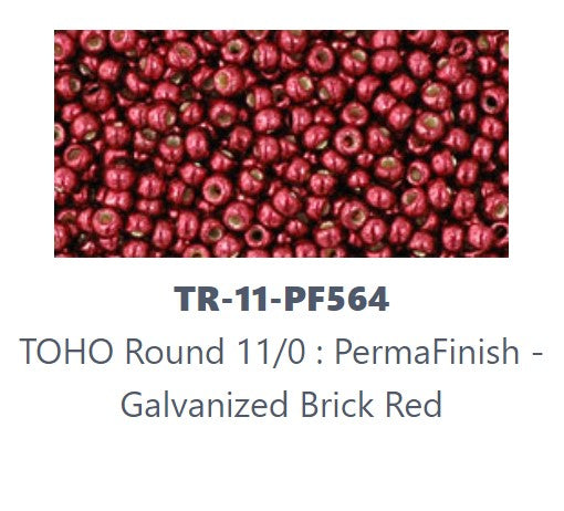 TOHO TR-11-PF564  11/0 Permafinish Galvanized Brick Red Seed Beads - 5 or 10 gm