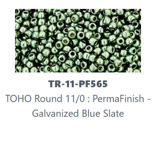 TOHO TR-11-PF565   11/0 PermaFinish Galvanized Blue Slate Seed Beads - 5 or 10 gm