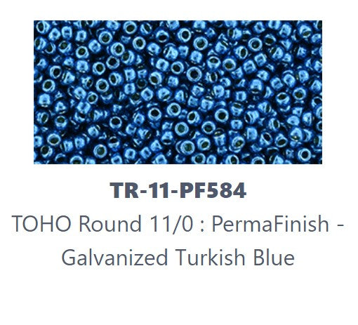 TOHO TR-11-PF584F  11/0 Permafinish Matte Galvanized Turkish Blue Seed Beads - 5 or 10 gm