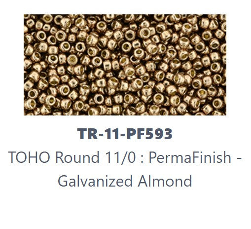 TOHO TR-11-PF593  11/0 PermaFinish Galvanized Almond Glass Seed Beads - 5 or 10 gm