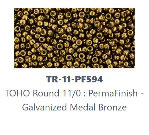 TOHO TR-11-PF594  11/0 PermaFinish Galvanized Medal Bronze Seed Beads - 5 gm