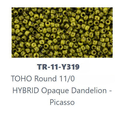 TOHO TR-11-Y319  11/0  Hybrid Opaque Dandelion Picasso Seed Beads - 5 or 10 gm