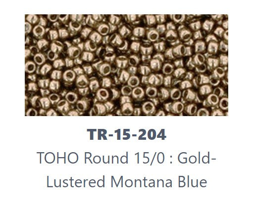 TOHO TR-15-204  15/0  Gold Lustered Montana Blue Seed Beads - 3 gm