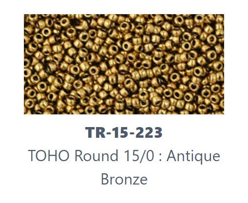 TOHO TR-15-223   15/0  Antique Bronze Seed Beads - 3 gm