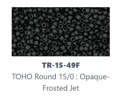 TOHO TR-15-49F   15/0  Frost Opaque Jet Black Seed Beads - 3 gm